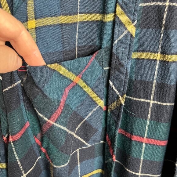 BDG Urban Outfitters Blue Plaid Flannel Medium Mens Boyfriend Button Shirt Long - Picture 6 of 10